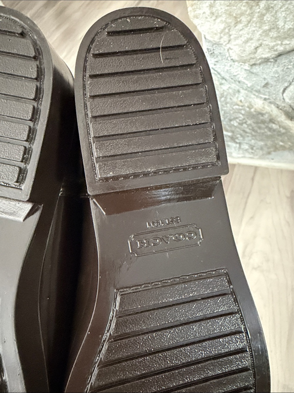 Coach Tristee Brown & Khaki Rainboot Signature Print Canvas-Shiny Rubber Size 10 - Picture 11 of 14
